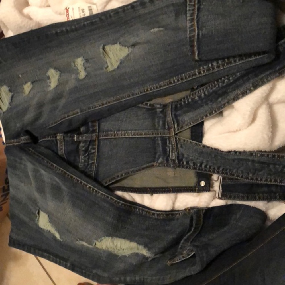 DOLLHOUSE destroyed jean overalls size 13